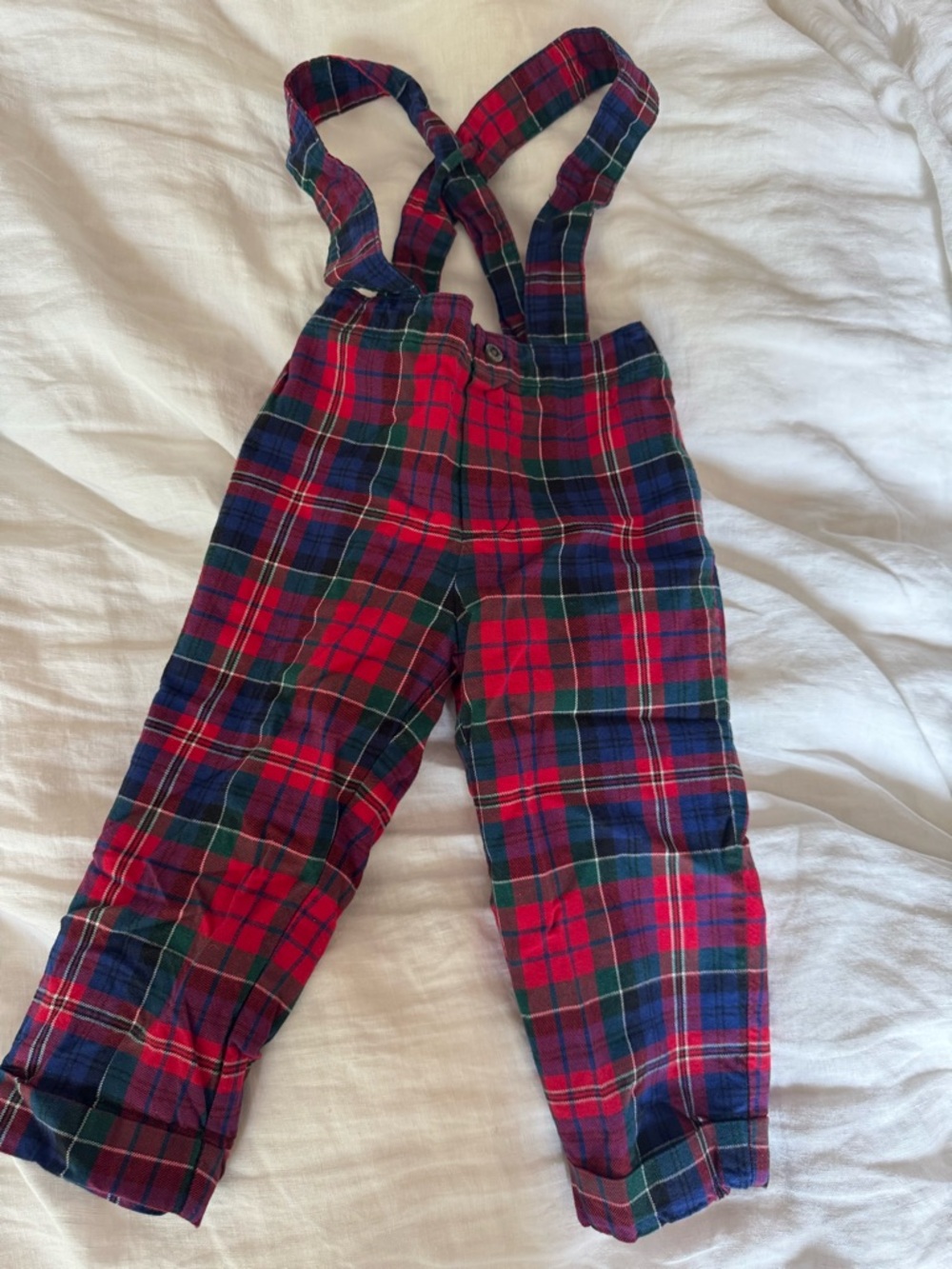 Janie and Jack Red Plaid Suspender Pants great for holiday